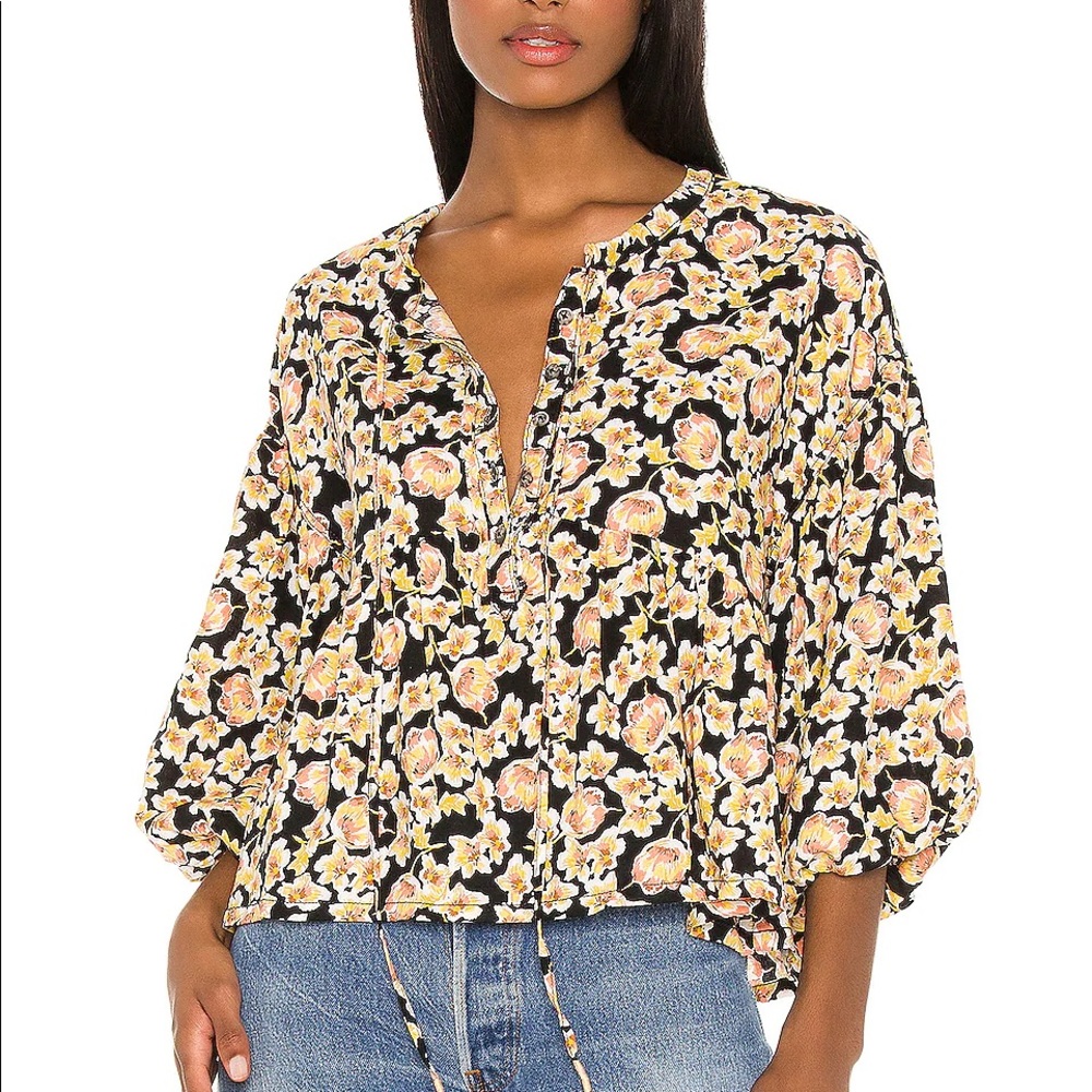 Free People We The Free Revolve Highlander Print Top Dark Combo